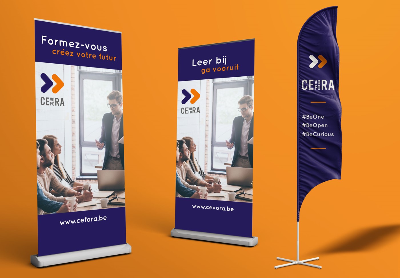 Cevora beursitems banner en beachflag