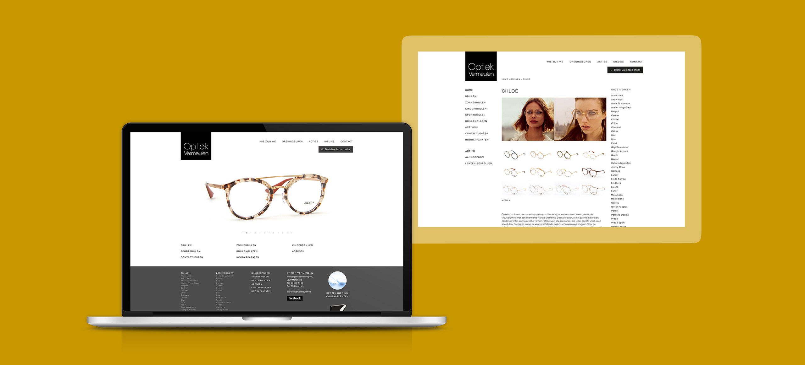 Optiek Vermeulen Merelbeke website op laptop en iPad