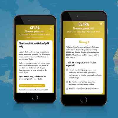 Cevora Summer Games 2017 preview smartphone met wereldkaart op achtergrond
