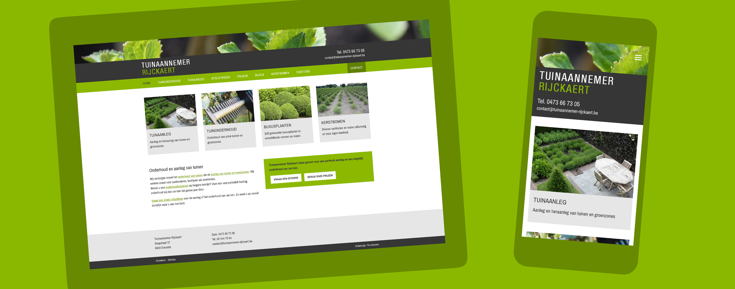 Tuinaannemer Rijckaert website desktop en smartphone