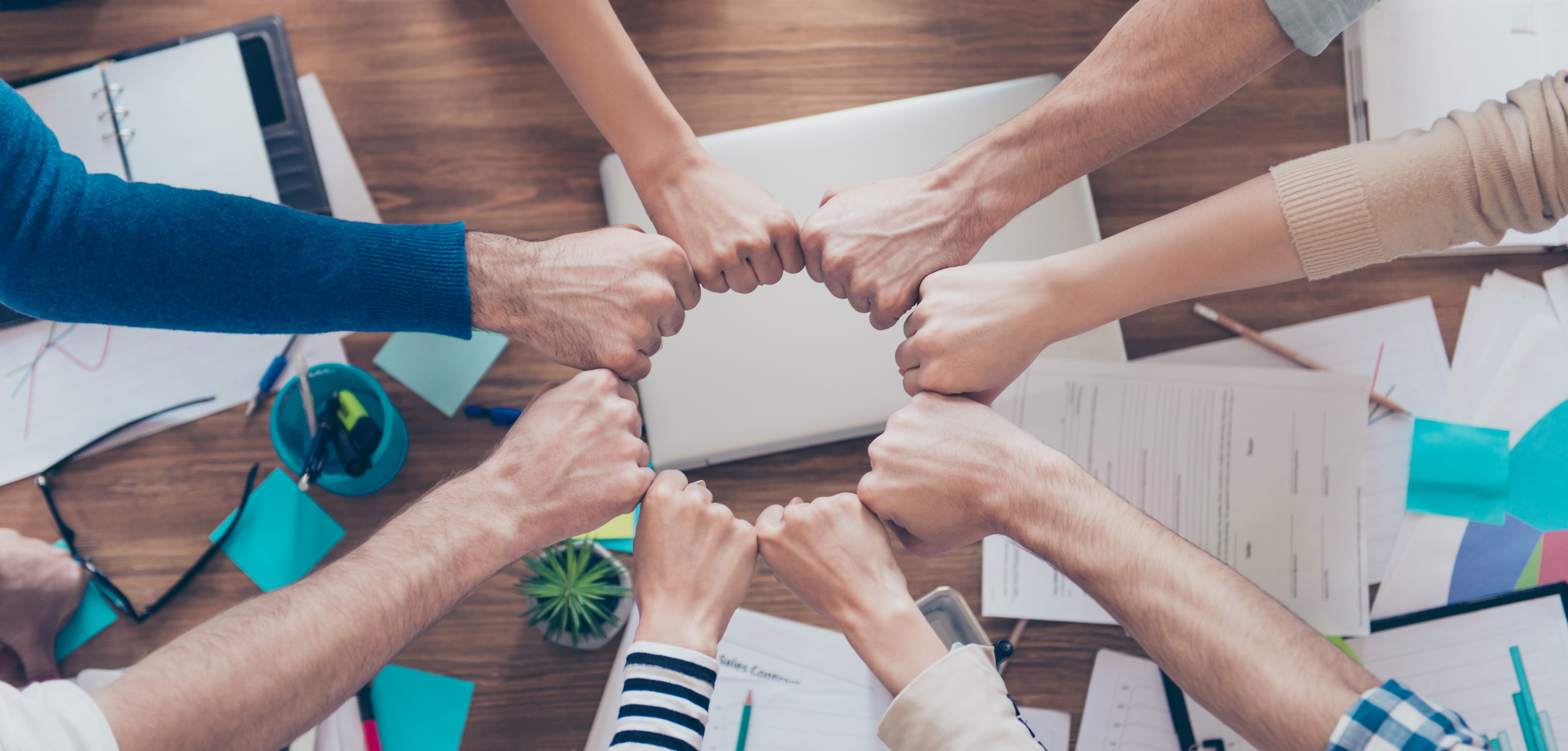 Team dat vuistjes geeft