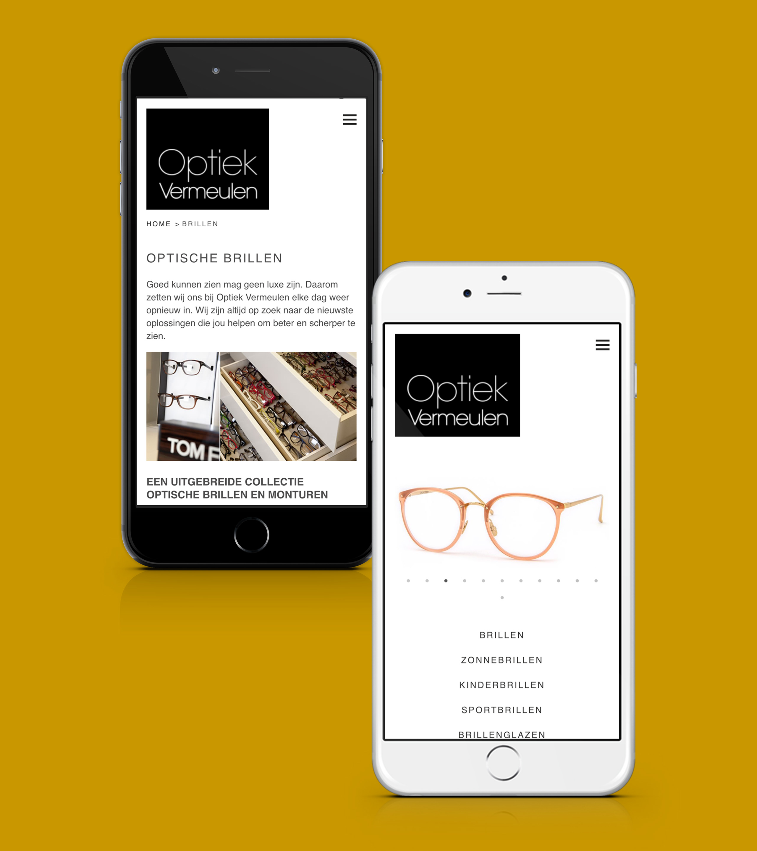 Optiek Vermeulen Merelbeke website op smartphone